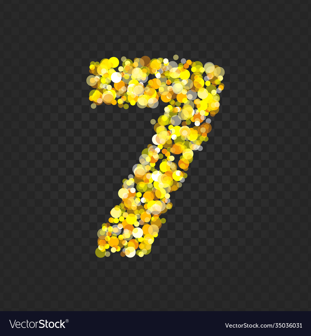 Gold glittering number 7t vector image Gold glittering number 7t
