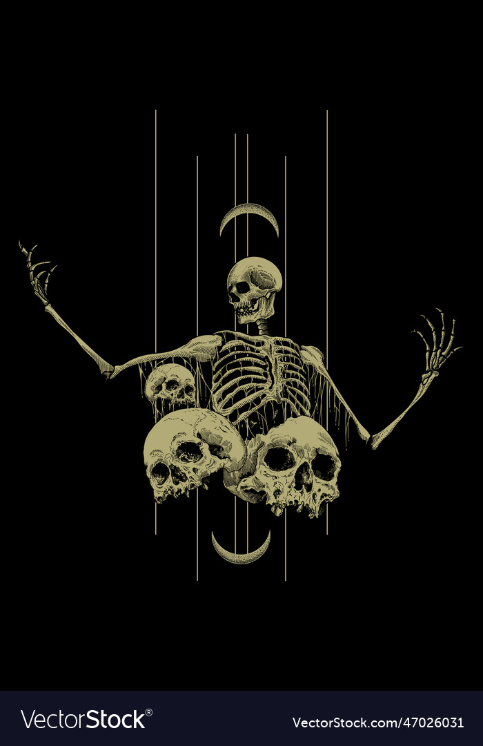 Head skull with body artwork Royalty Free Vector Image