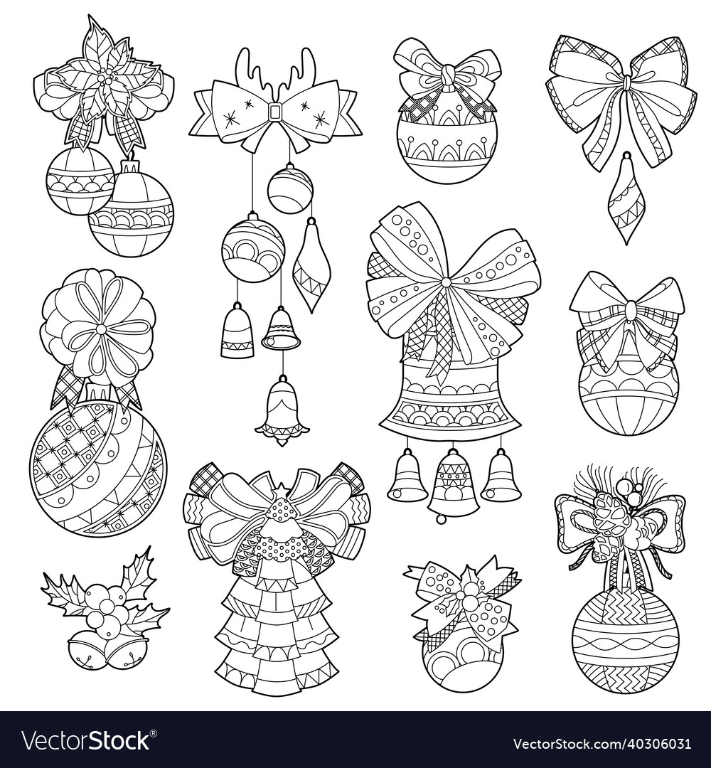 Isolated festive objects for christmas tree