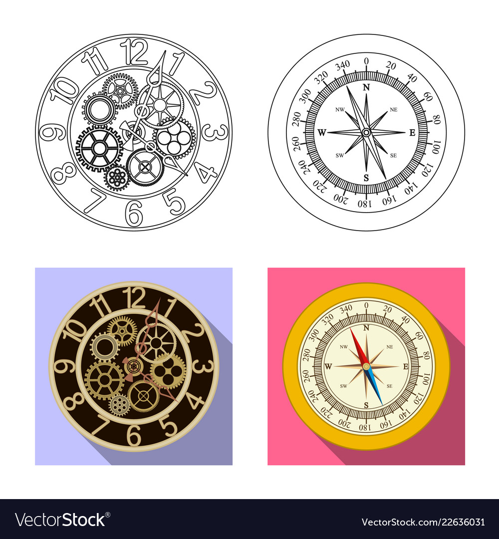 Isolated object of clock and time sign set