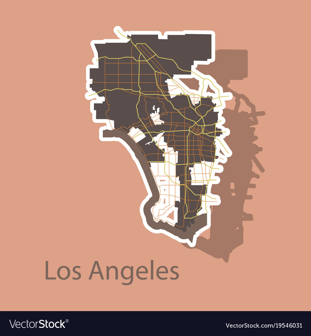 Los angeles map flat style design - sticker