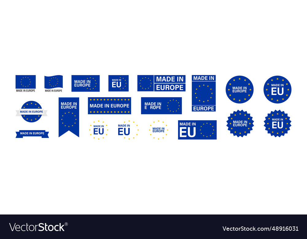 Hergestellt in europe set flache Icon für Banner-Design