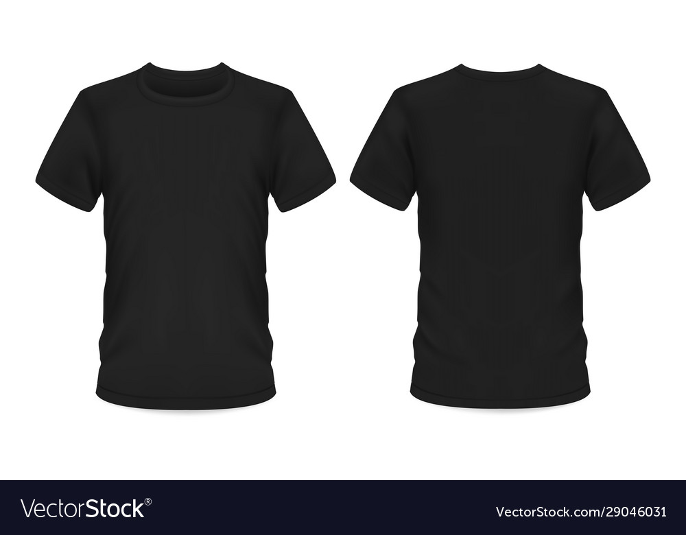 Download Mockup Template Men Black T Shirt Short Sleeve Vector Image