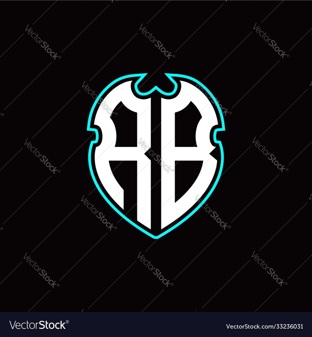 R b initial logo design with a shield shape
