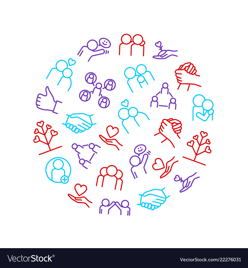 Relations and emotions thin line round design
