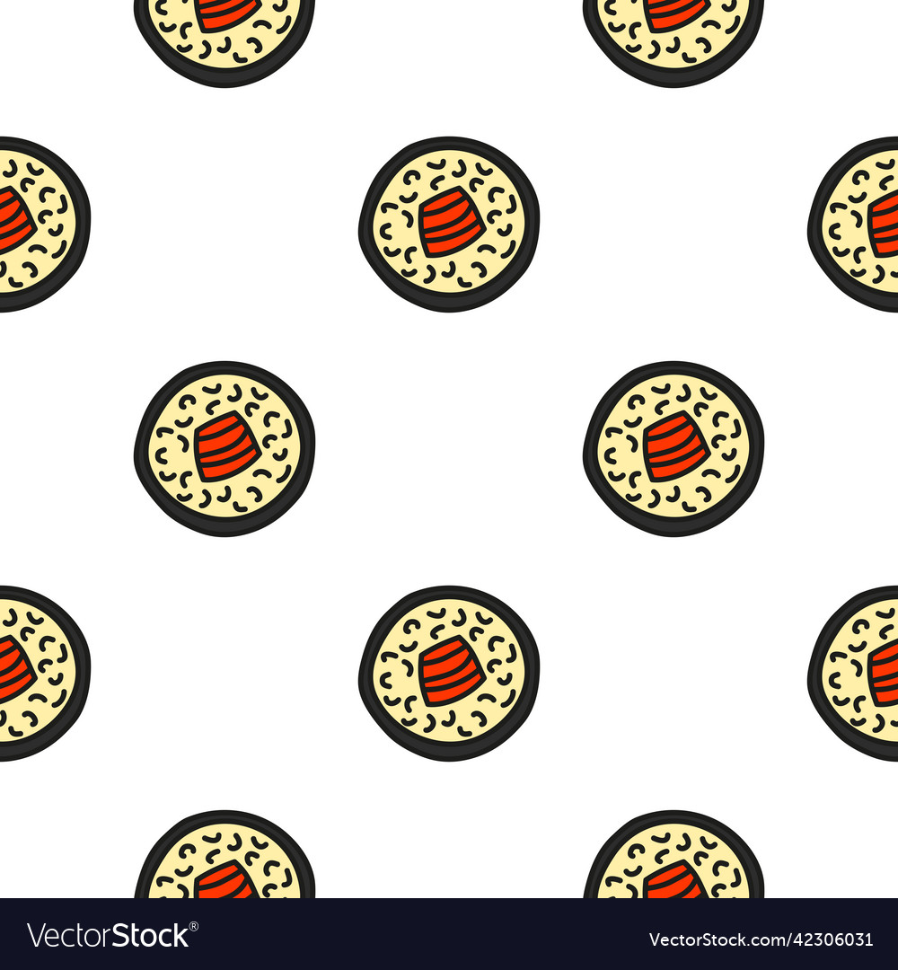 Seamless pattern with maki sushi
