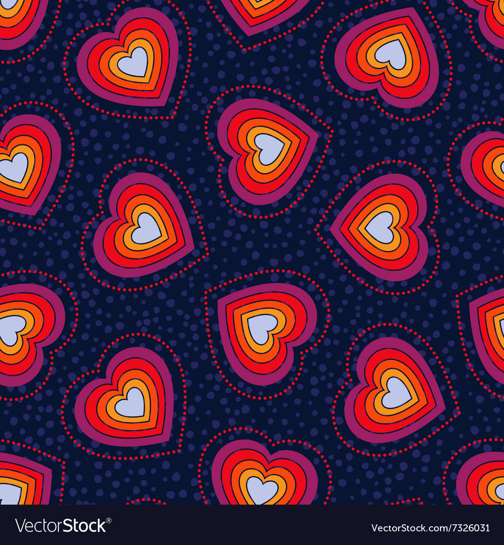 Seamless pattern with multicolored hearts