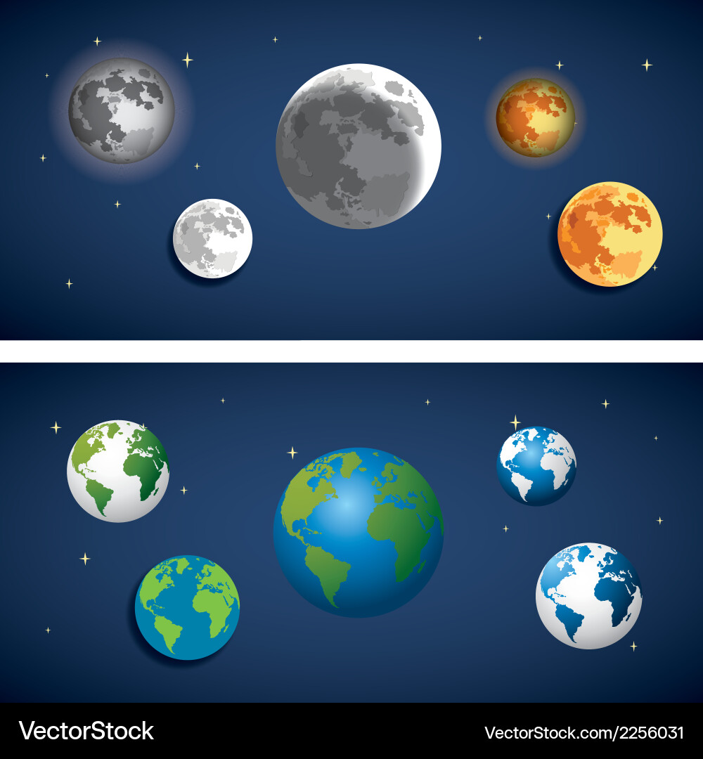 Set globe and moon icon Royalty Free Vector Image