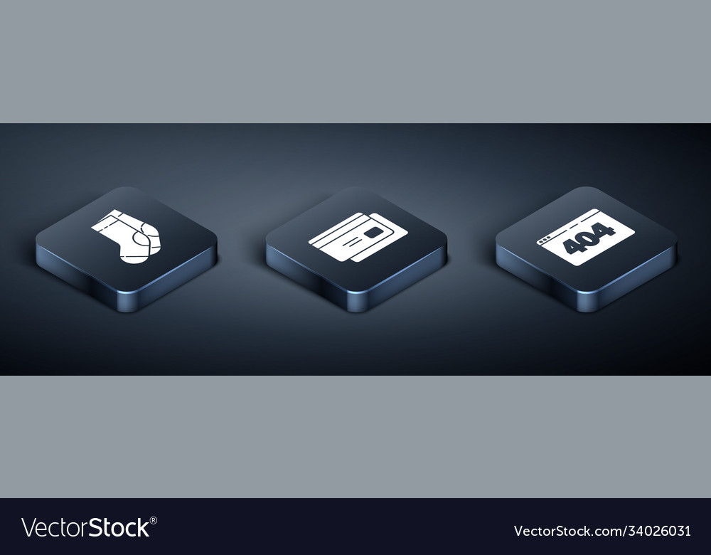 Set isometric socks page with a 404 error vector image Set isometric socks page with a 404 error