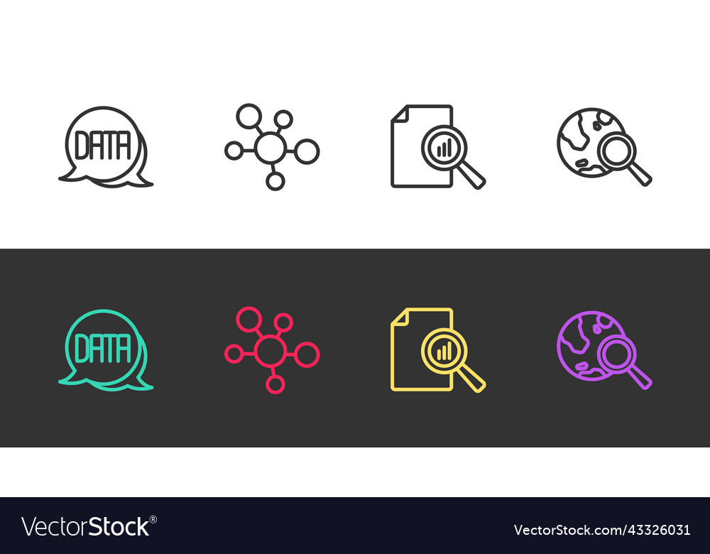Set line data analysis mind map infographic