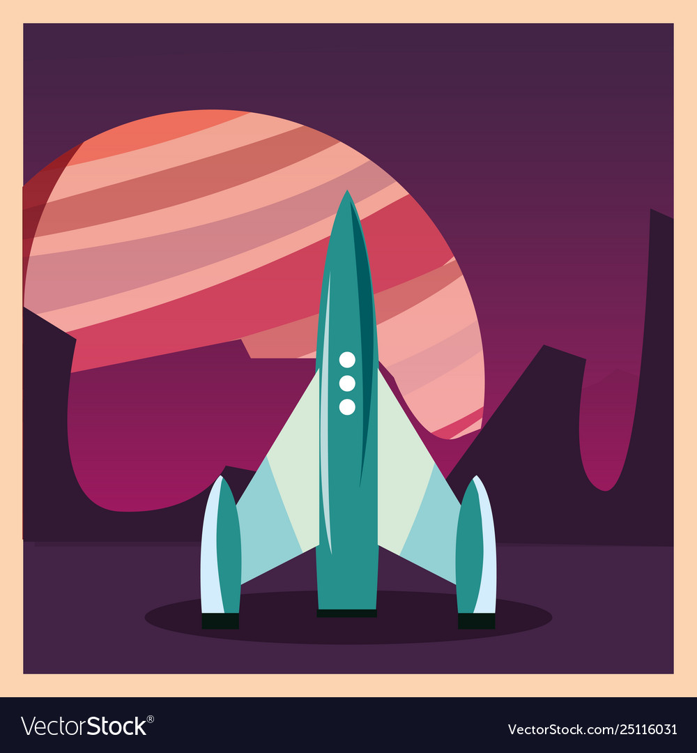 Spaceship on planet surface