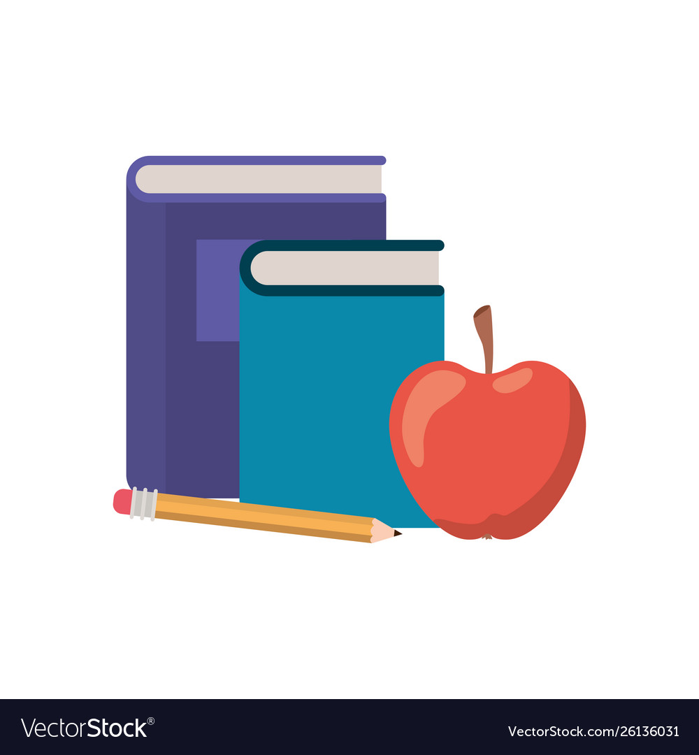 Stack books with apple fruit icon