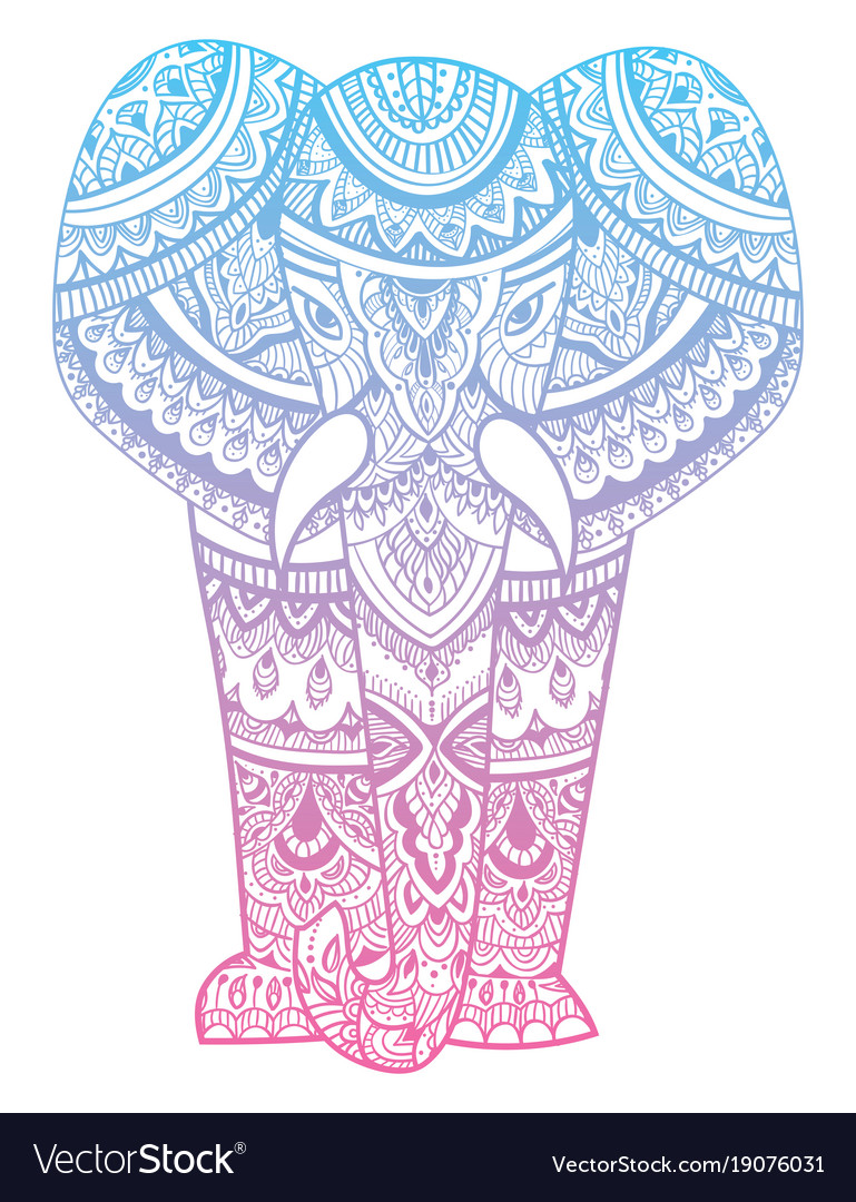 Stylized head of an elephant ornamental portrait