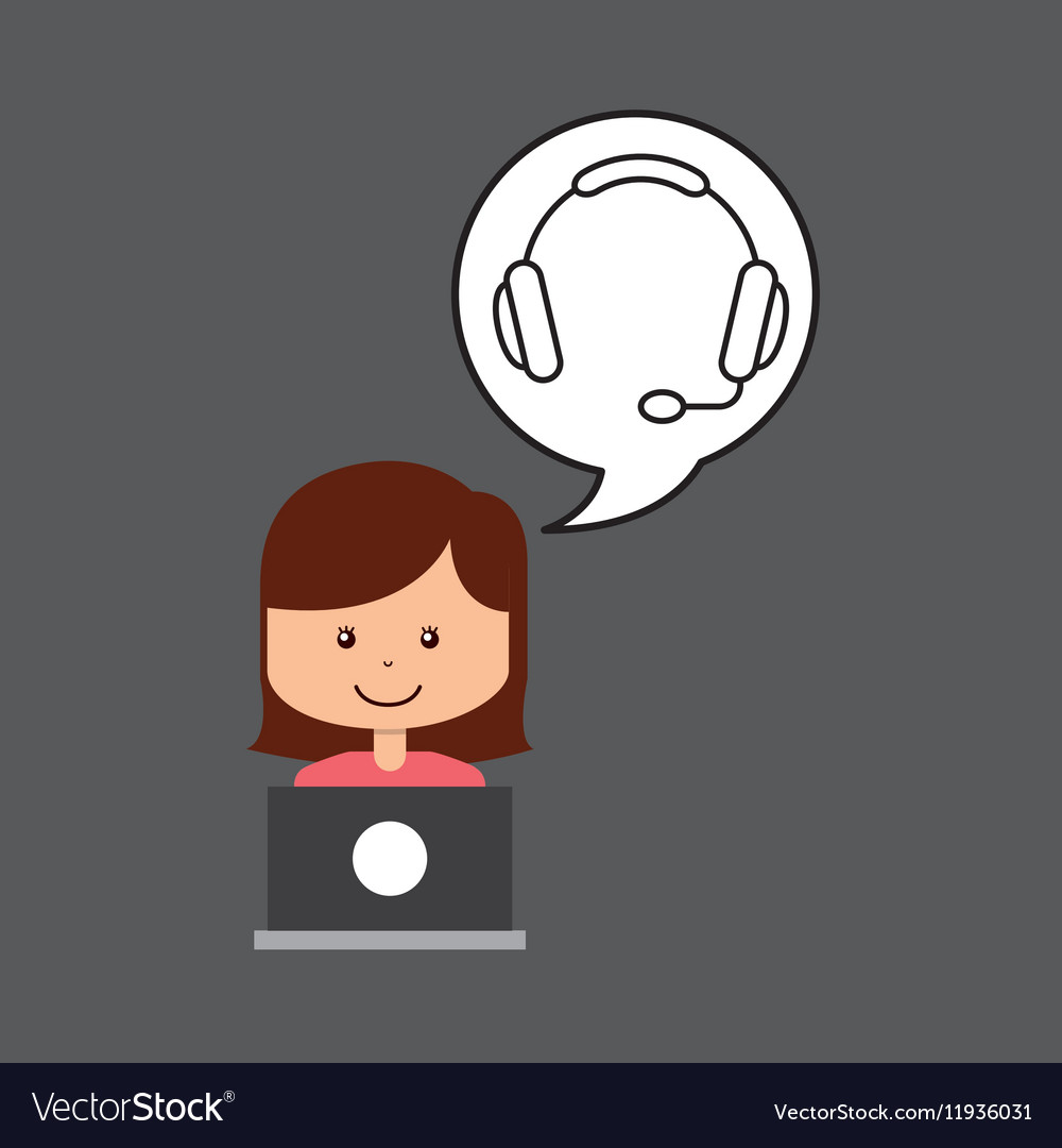 Support assitance concept girl with headset