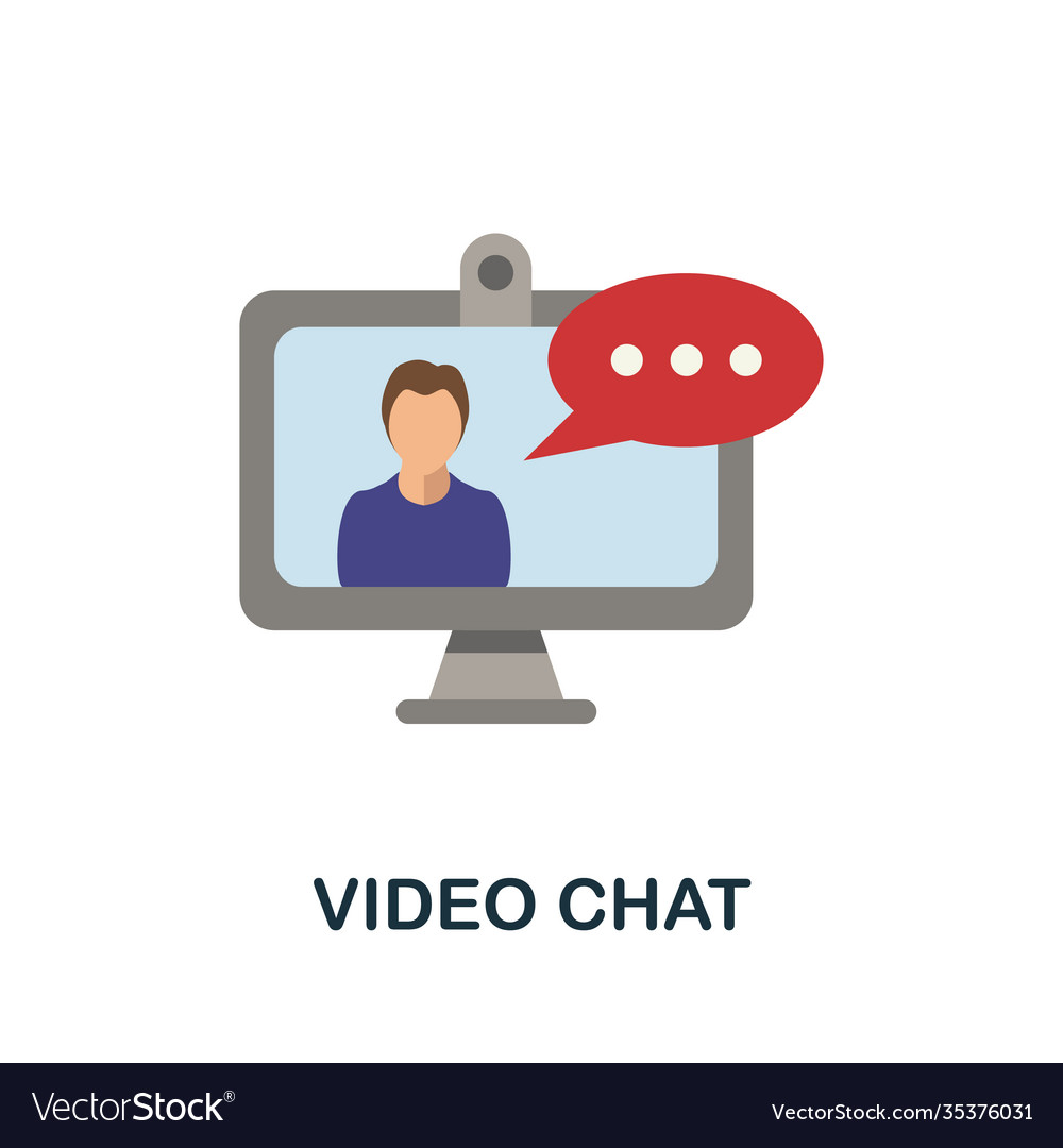 Video chat flat icon color simple element from