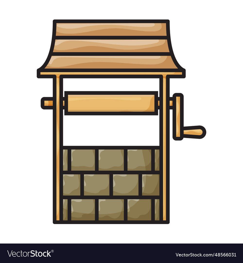 Wooden well iconcolor icon isolated