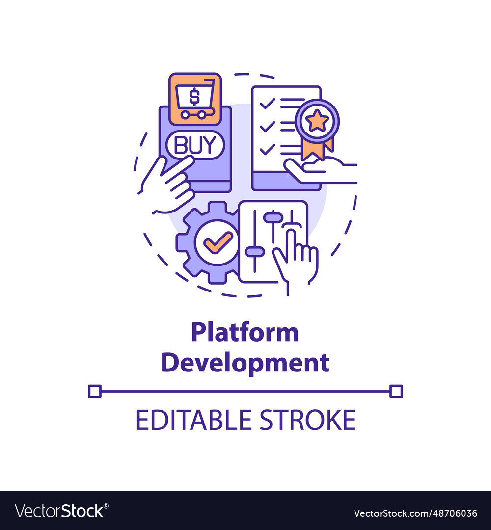 2d colorful thin linear icon platform development vector image 2d colorful thin linear icon platform development