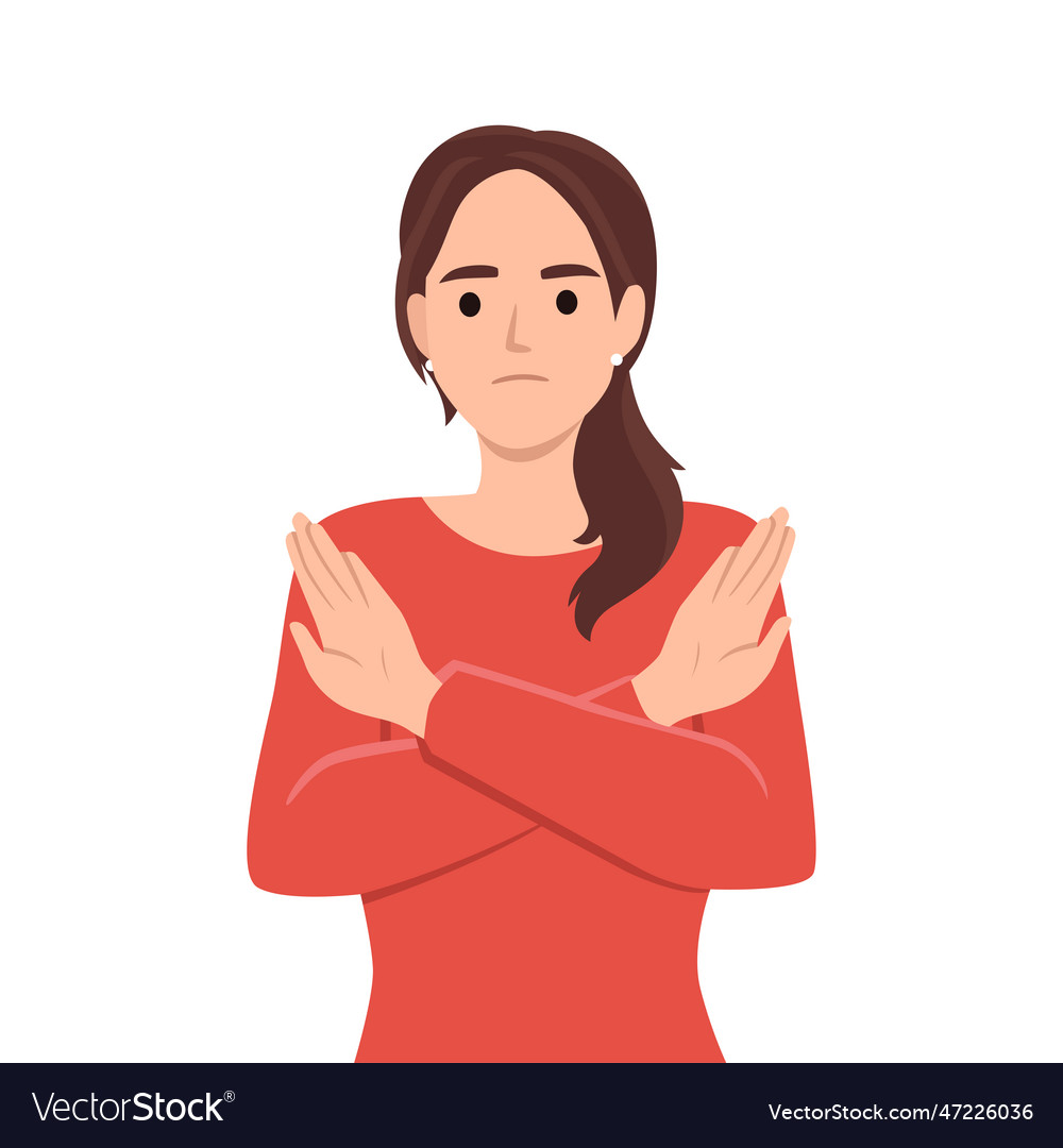 Angry woman standing with the crossed arms Vector Image