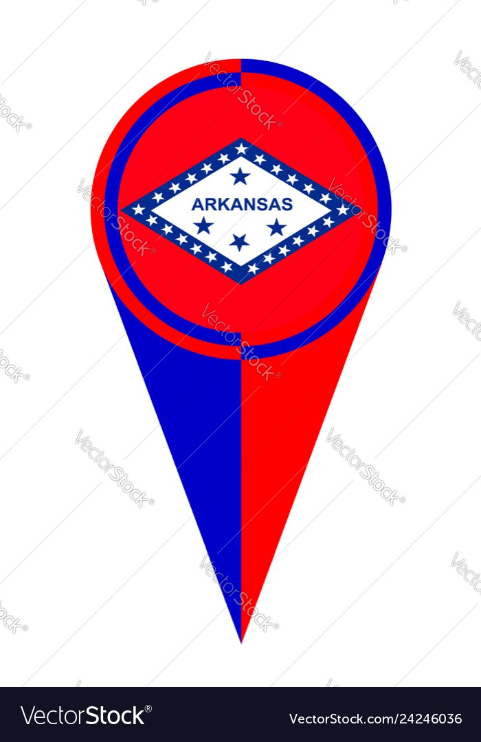 Arkansas map pointer location flag