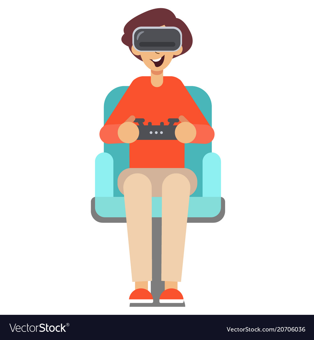 Boy with game controller gamepad in virtual