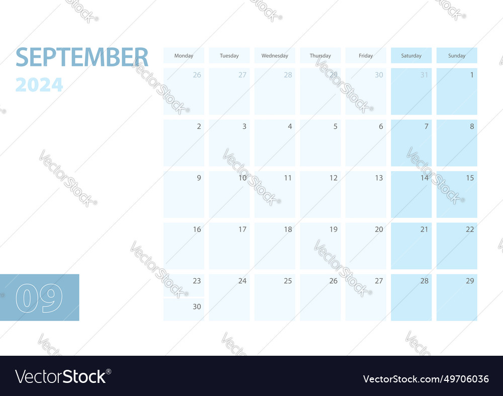 Calendar template for the september 2024 week