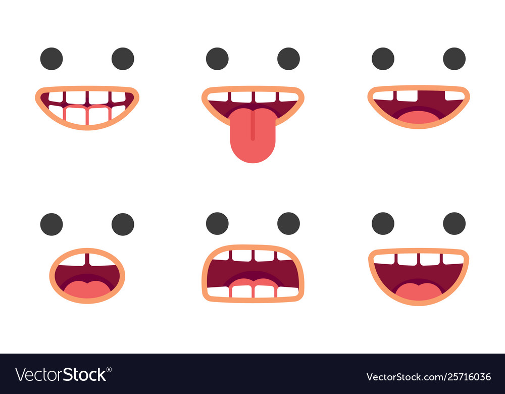 Cute emoji smile crazy faces pack Royalty Free Vector Image