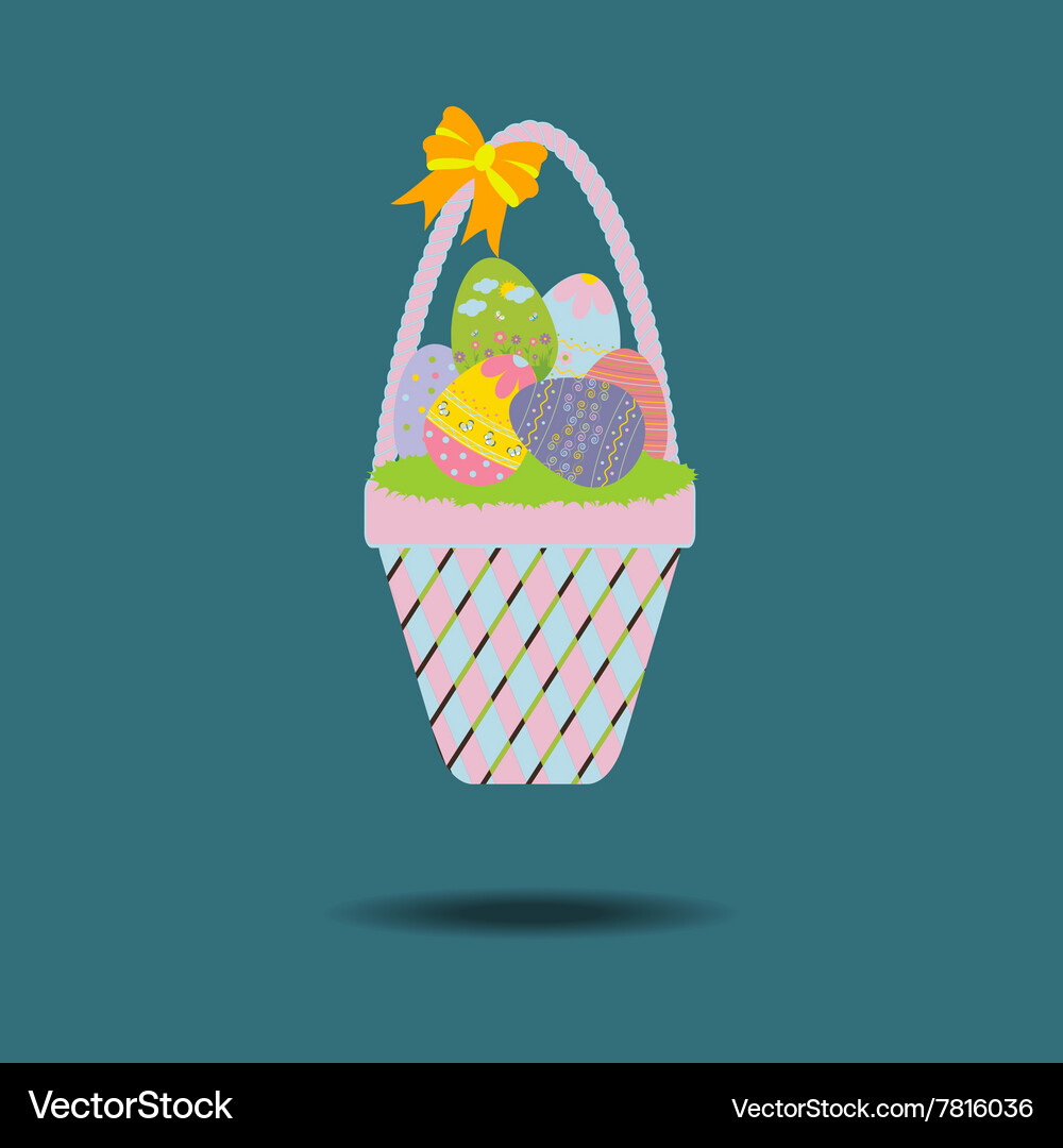 Easter basket with eggs Royalty Free Vector Image