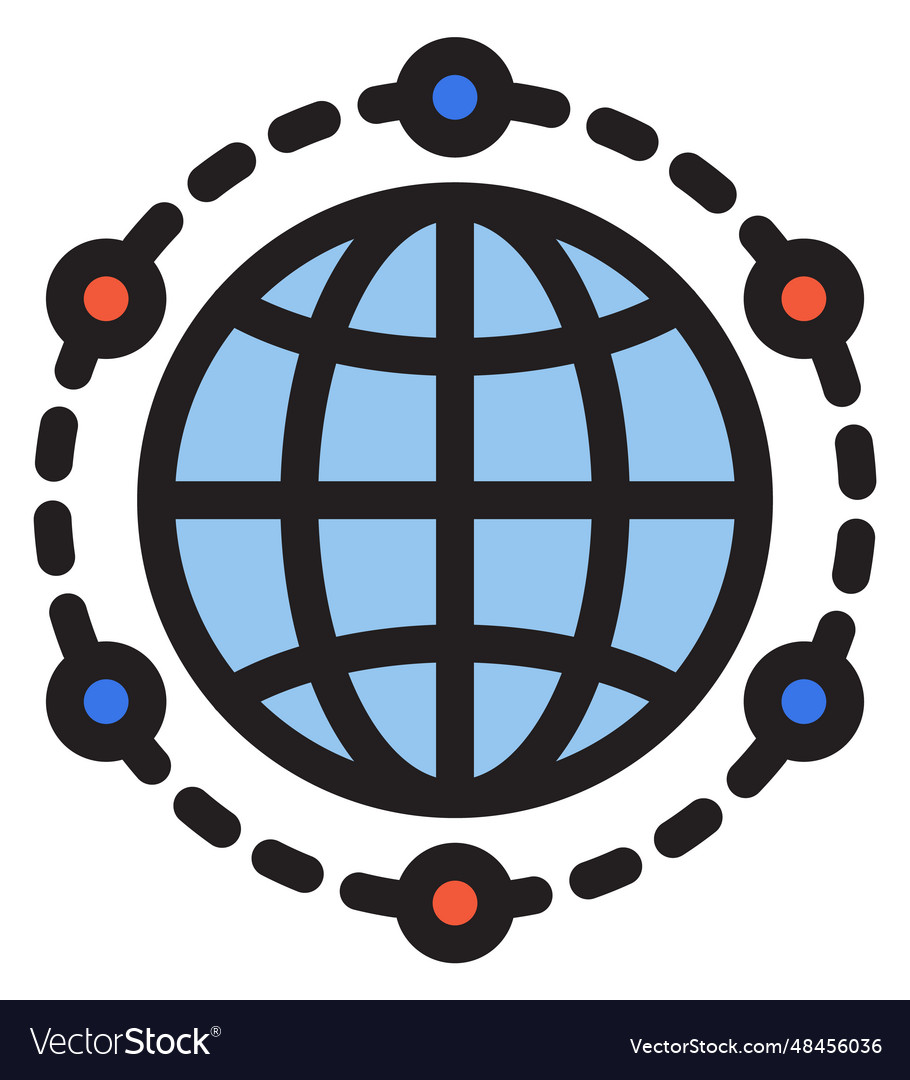 Global connections color icon world Royalty Free Vector