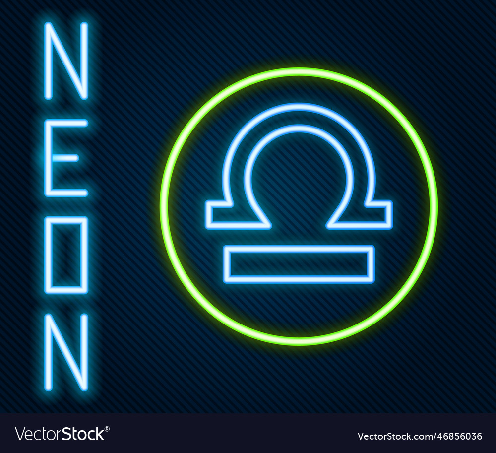 Glowing neon line libra zodiac sign icon isolated