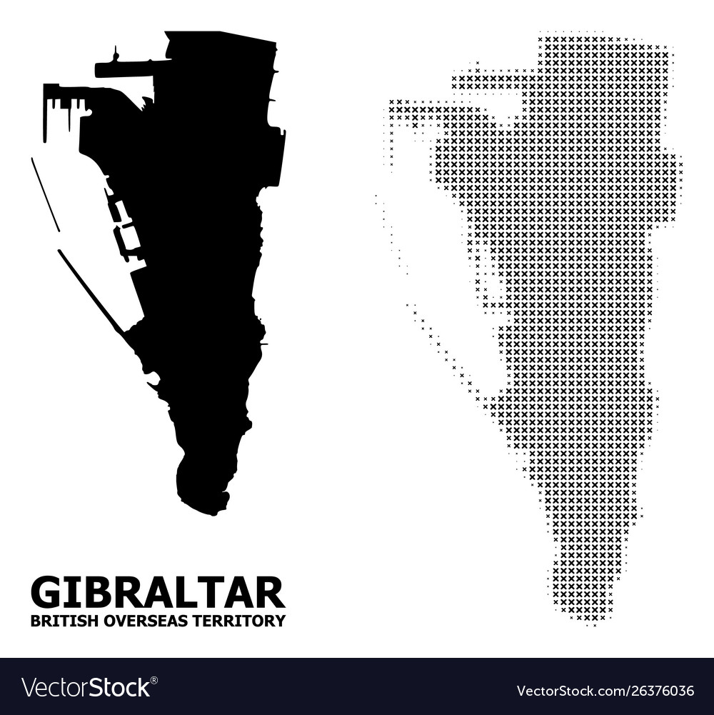 Halftone mosaic and solid map gibraltar