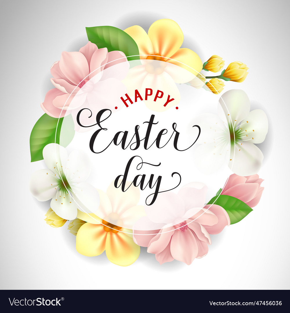 Happy easter day inscription in circle Royalty Free Vector