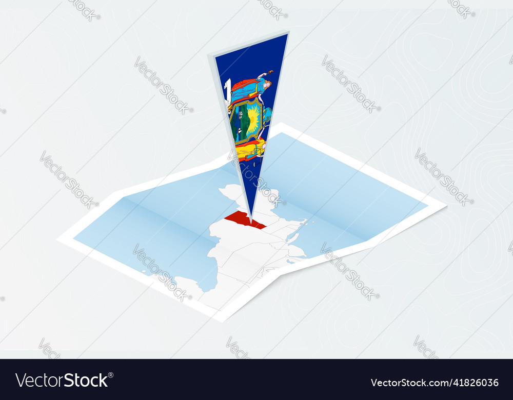 Isometric paper map of vermont with triangular