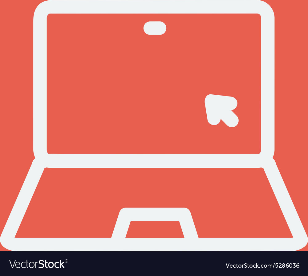 Laptop and cursor thin line icon