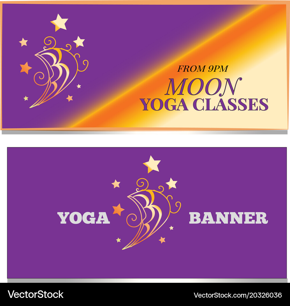 Moon Banner Set Yoga Classes Concept Print Vector Image