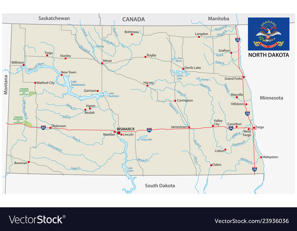 Road Map Of North Dakota