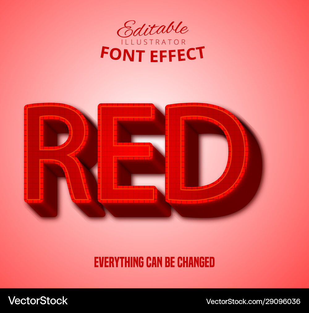 Red text editable style Royalty Free Vector Image