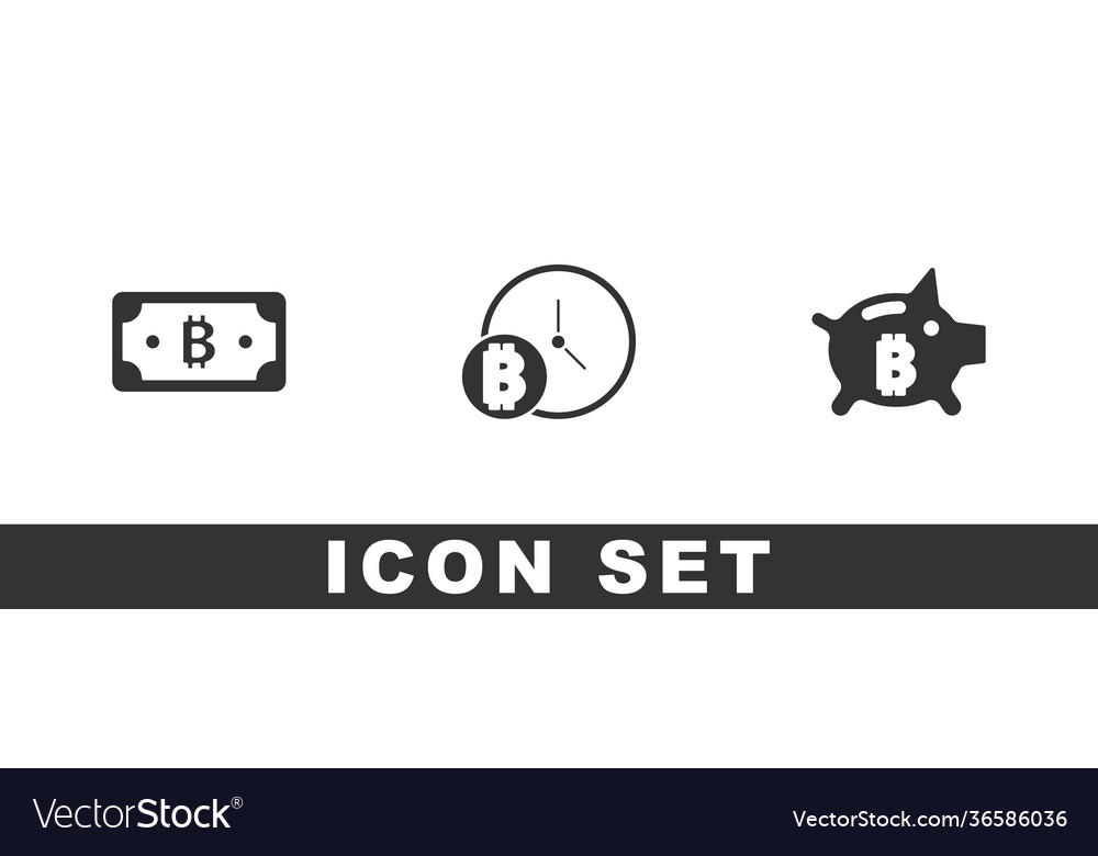 Set cryptocurrency bitcoin with clock Vector Image Set cryptocurrency bitcoin with clock