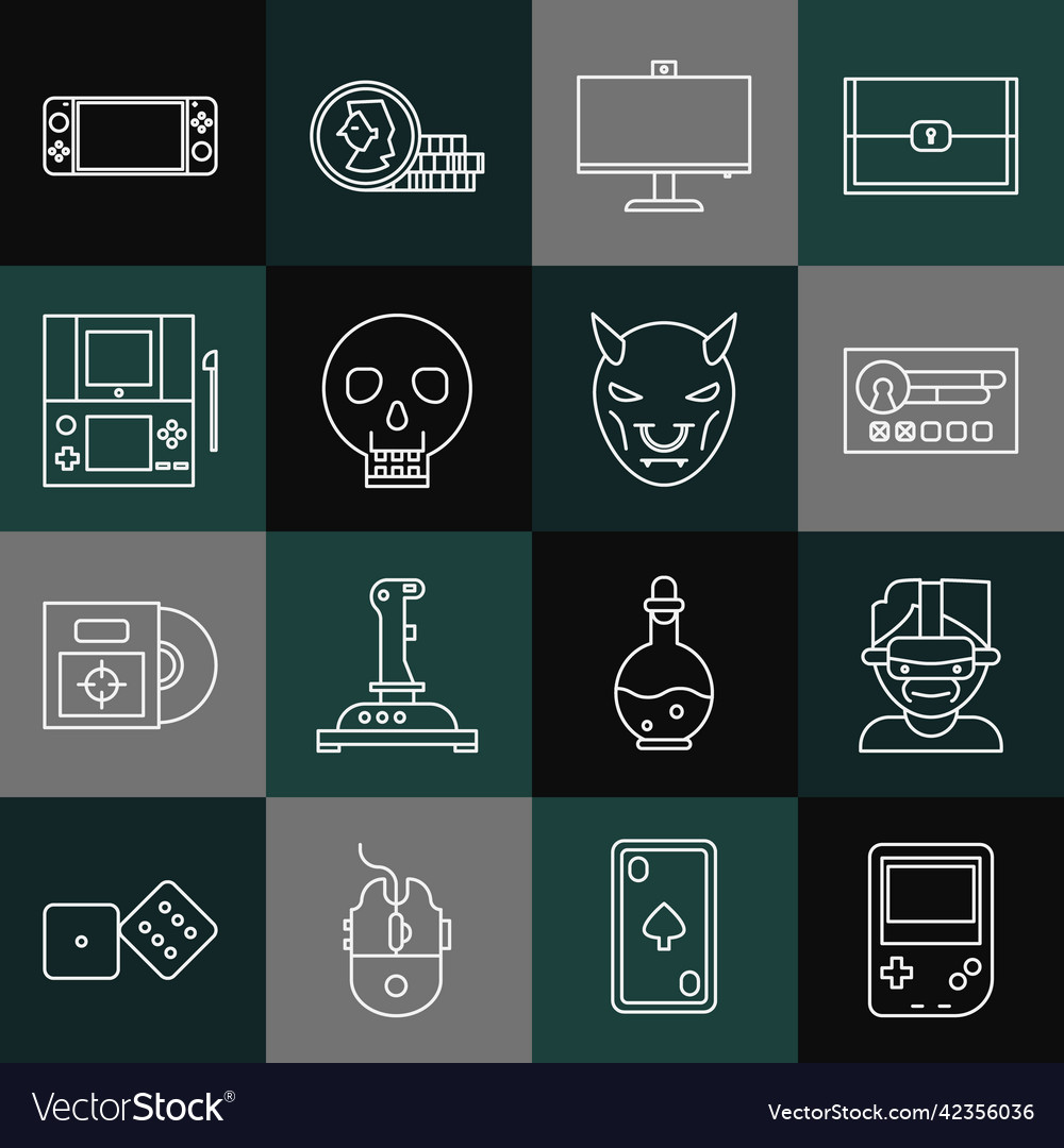 Set line portable video game console virtual vector image Set line portable video game console virtual