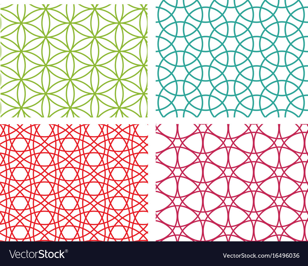 Set of geometric circle line seamless pattern