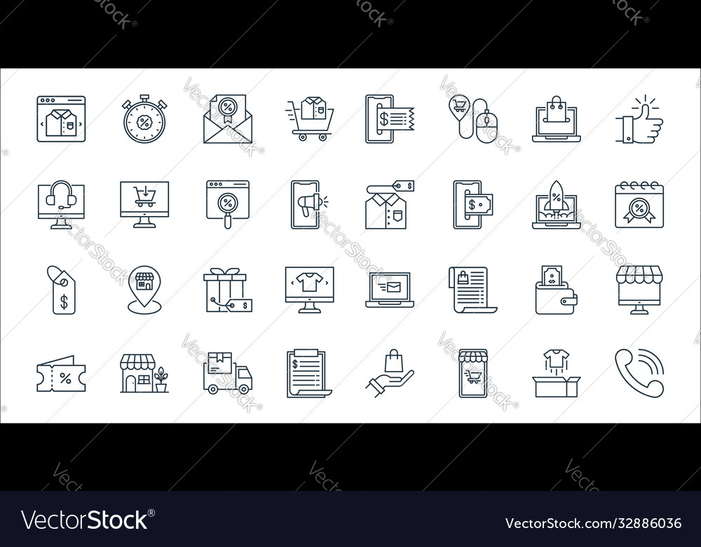 Shopping ecommerce line icons linear set quality