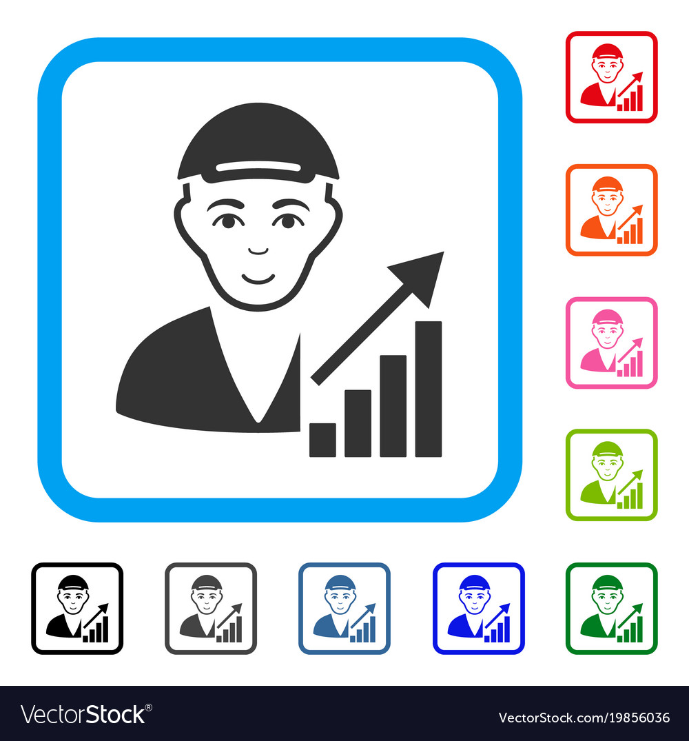 Stock trader framed smiling icon