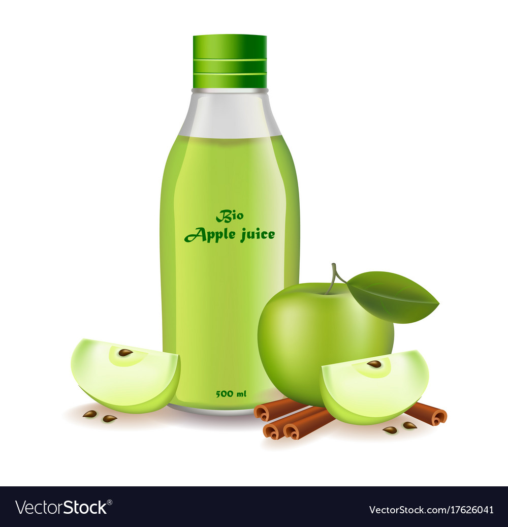 Apple juice realistic product package