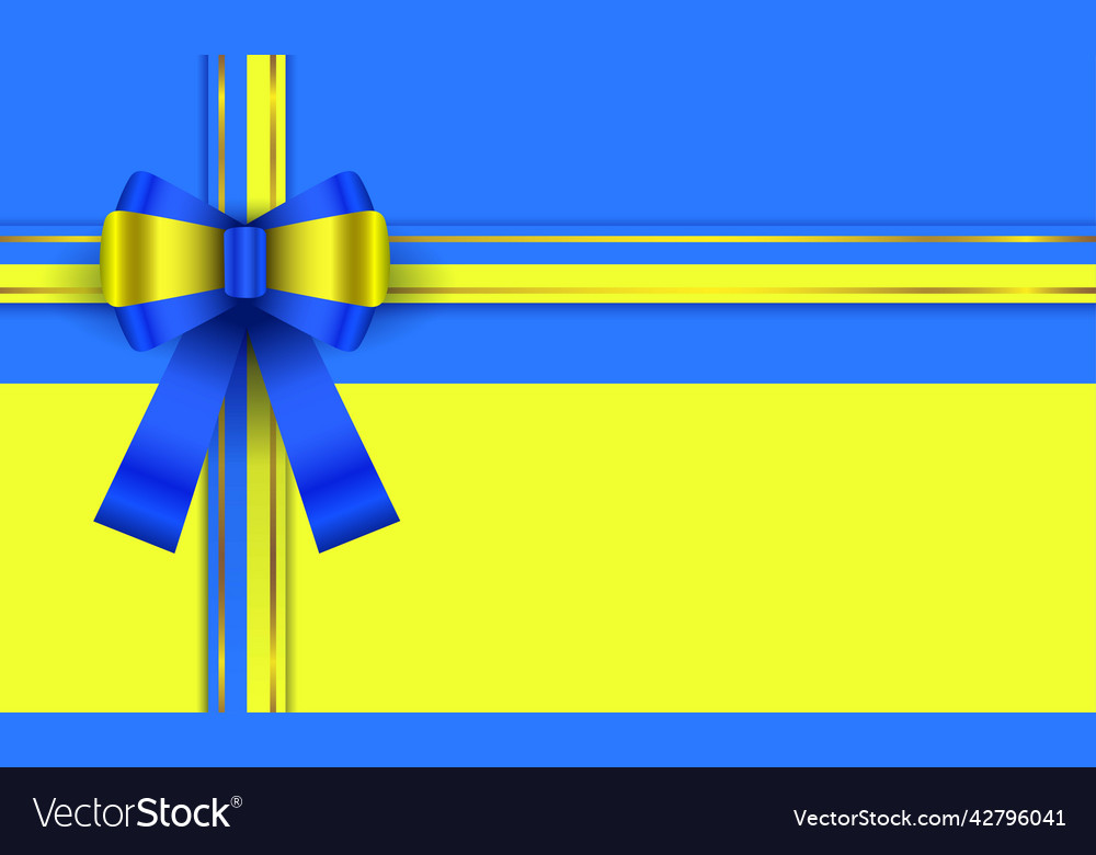 Blue and yellow ribbon and bow on the ukraine Vector Image