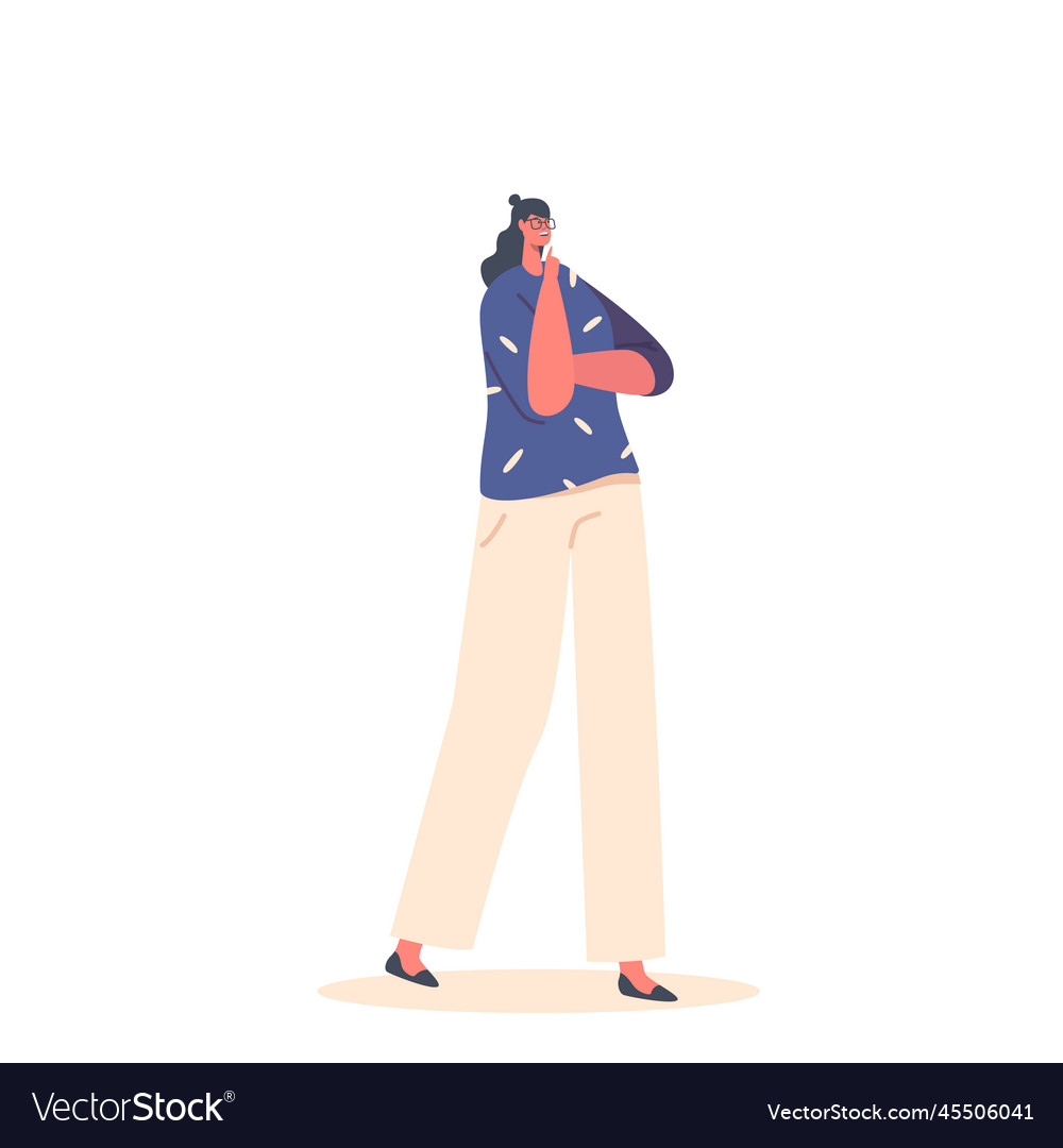 Confused or curious female character standing vector image Confused or curious female character standing