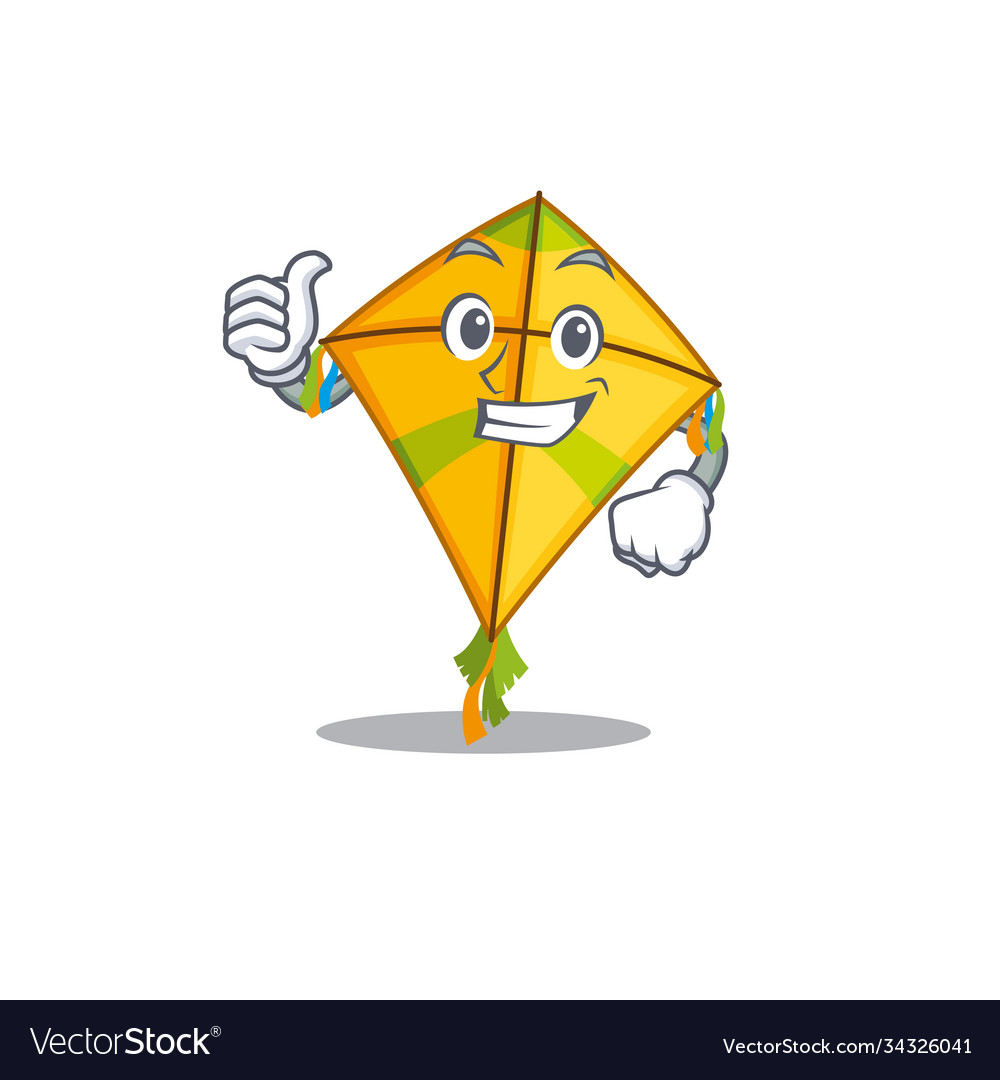Cool kite cartoon design style making thumbs up