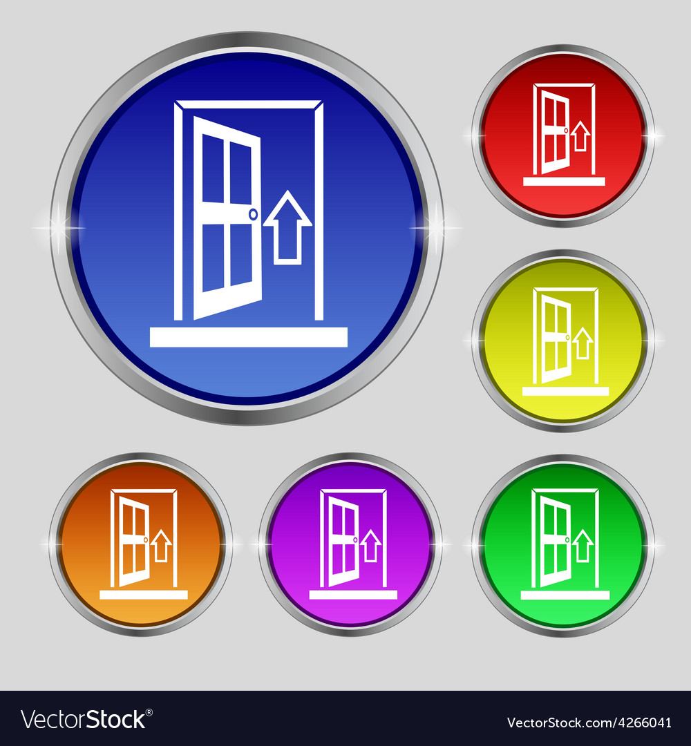 Door enter or exit icon sign round symbol Vector Image