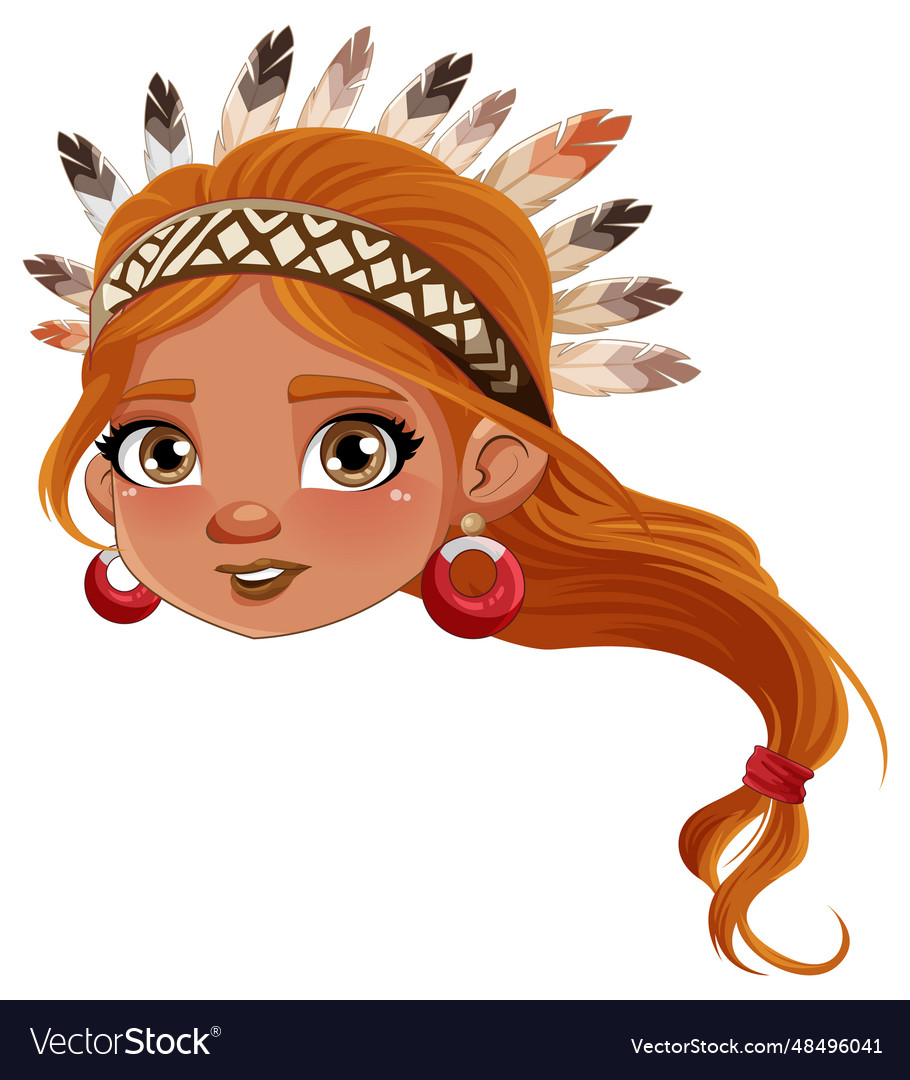 Female native american cartoon head