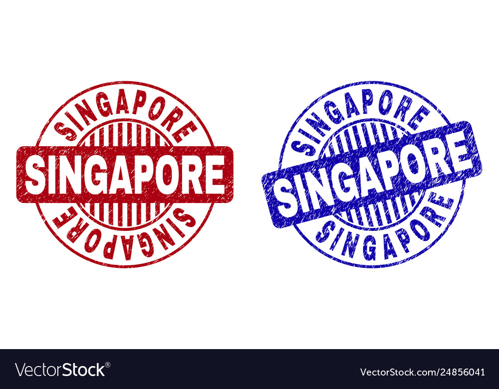 Grunge singapore textured round stamps