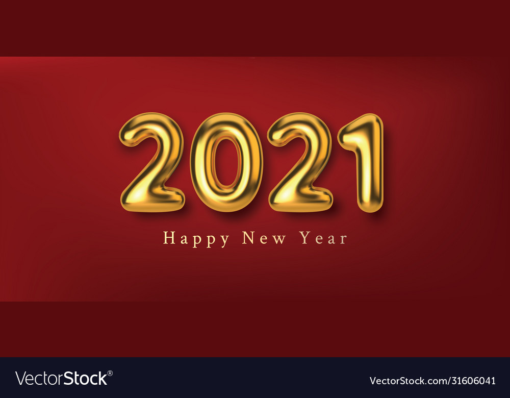 Happy new year 2021 3d realistic Royalty Free Vector Image