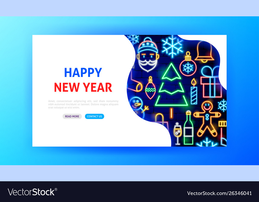 Happy new year neon landing page